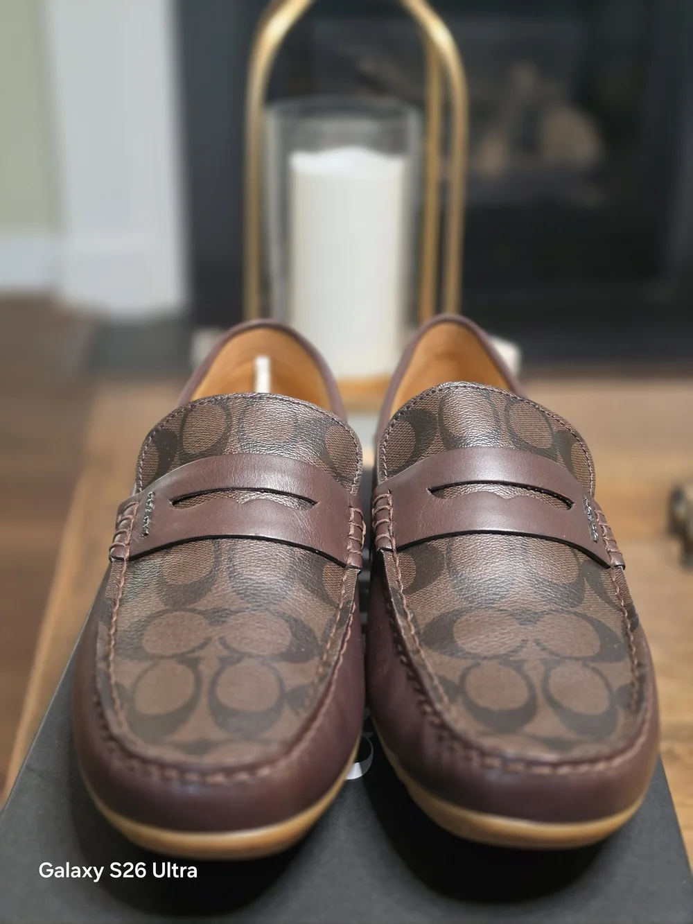 Coach Men’s Brown Mott Driver Logo Canvas & Leather Penny Loafers